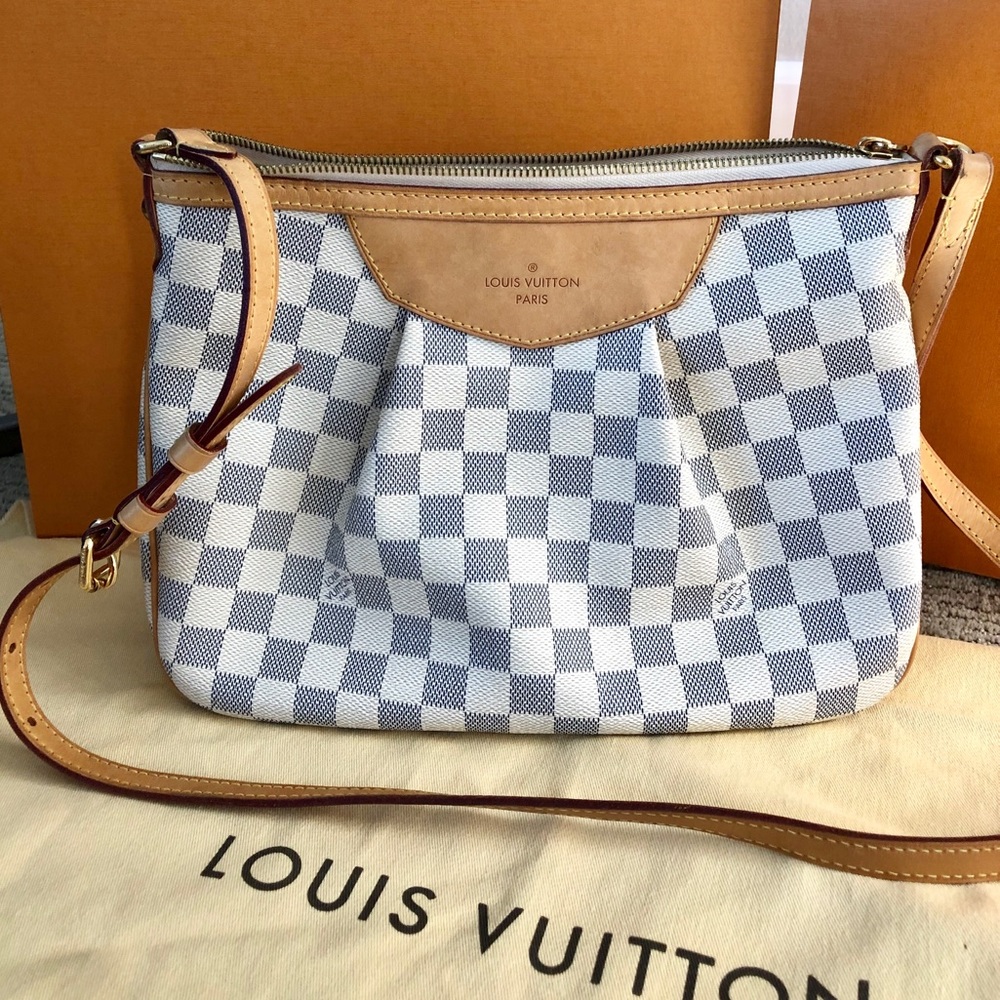 Authentic LOUIS VUITTON Damier Azur Siracusa PM